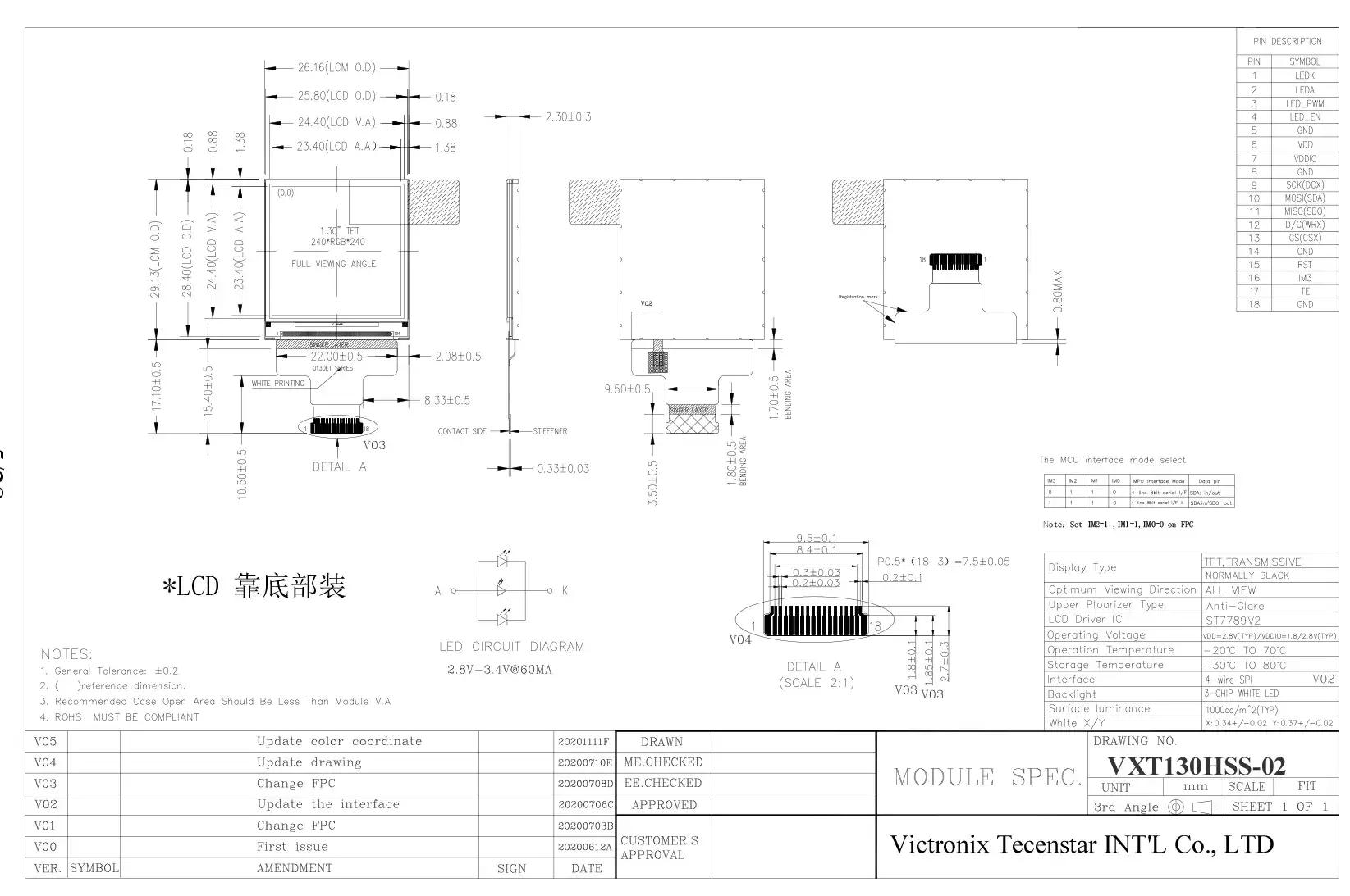 1.3 inch 240x240 TFT Module