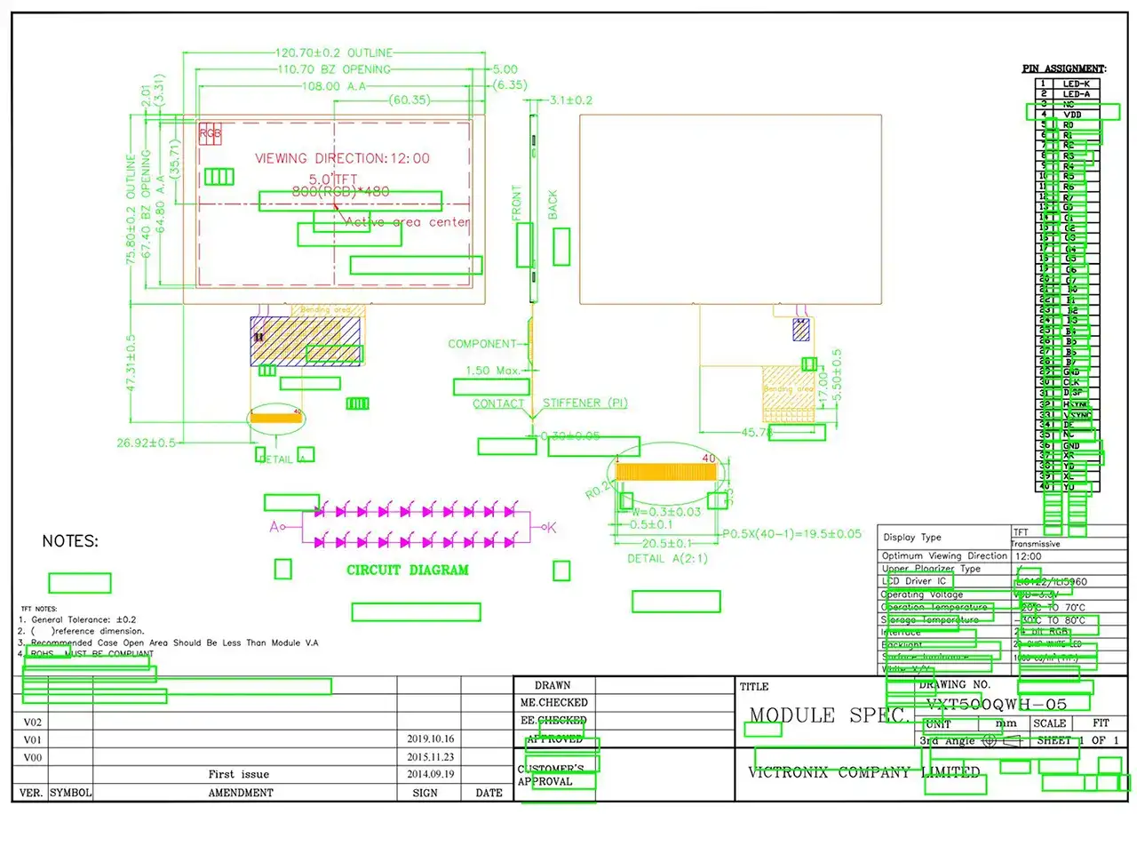 5 inch 800x480 TFT Module