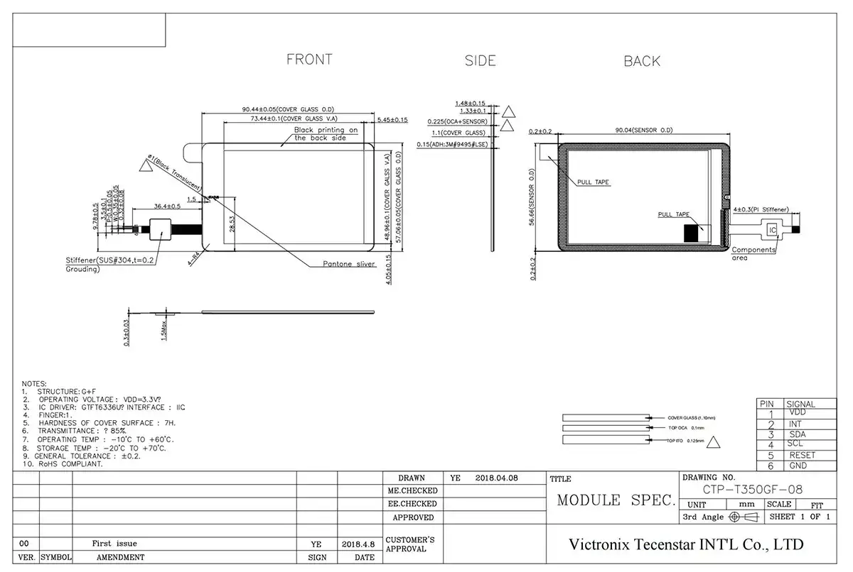 3.5 inch Multi Touch Screen
